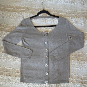 Ports 1961 Light Taupe Grey Button-Front Cardigan Shirt  See Measurements